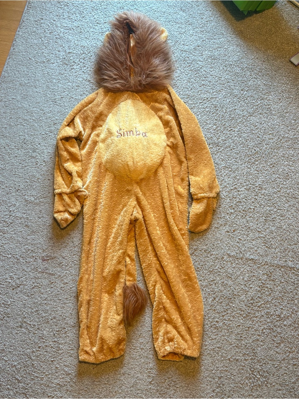 Disney Store Simba Plush Belly One Piece Suit Costume Medium Tan Brown Furry